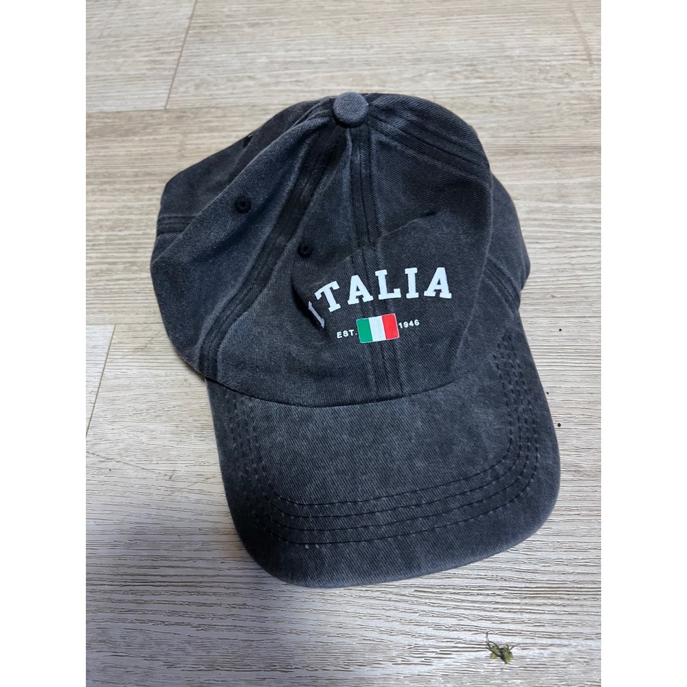 Italia Italy Flag Baseball Cap Washed Charcoal Grey Dad Hat Adjustable Italian